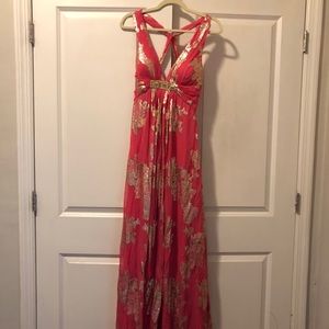 Pink and gold formal maxi dress